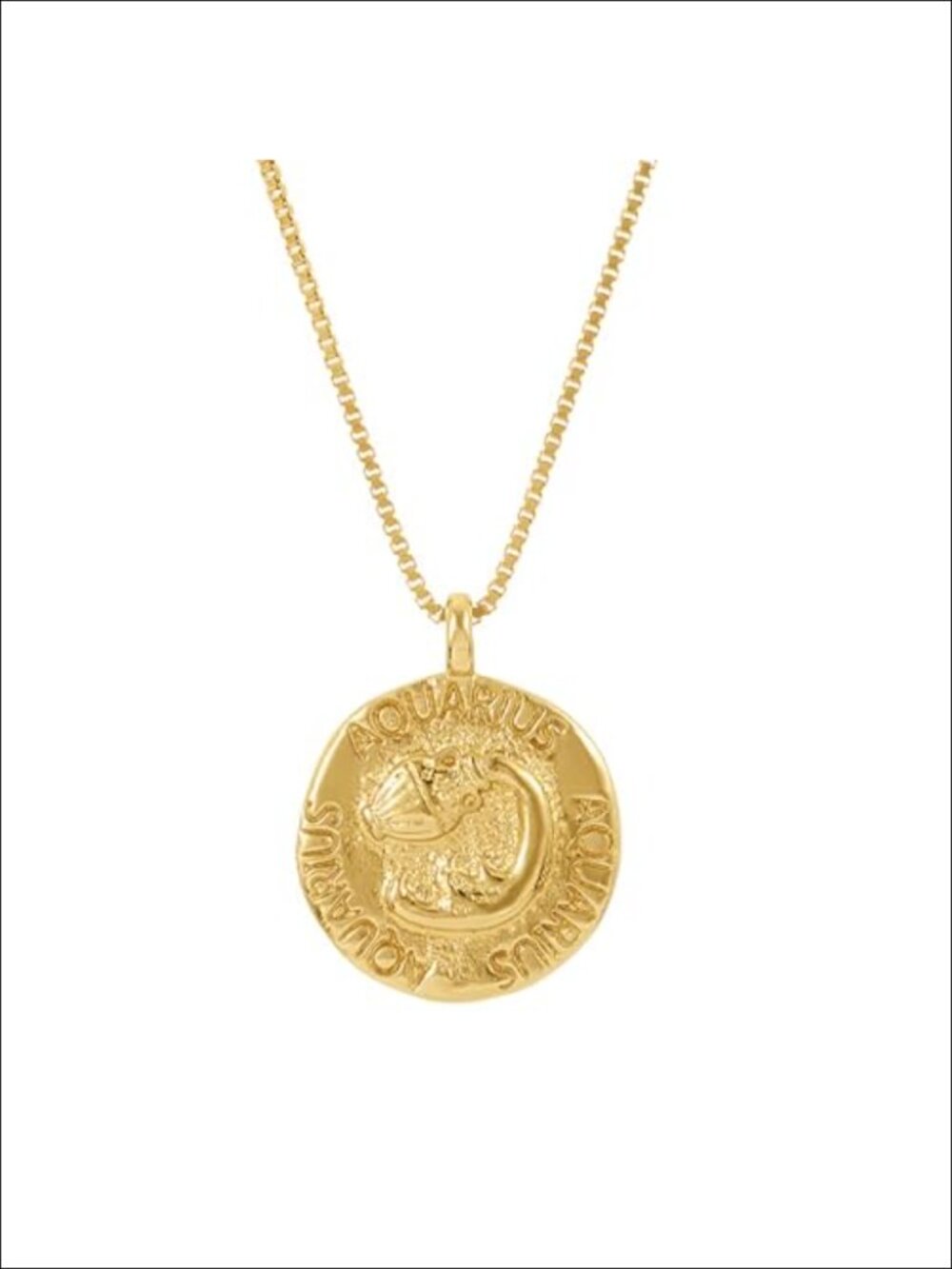 Gold PVD Coated Aquarius Pendant Necklace Waterproof Tarnish Free